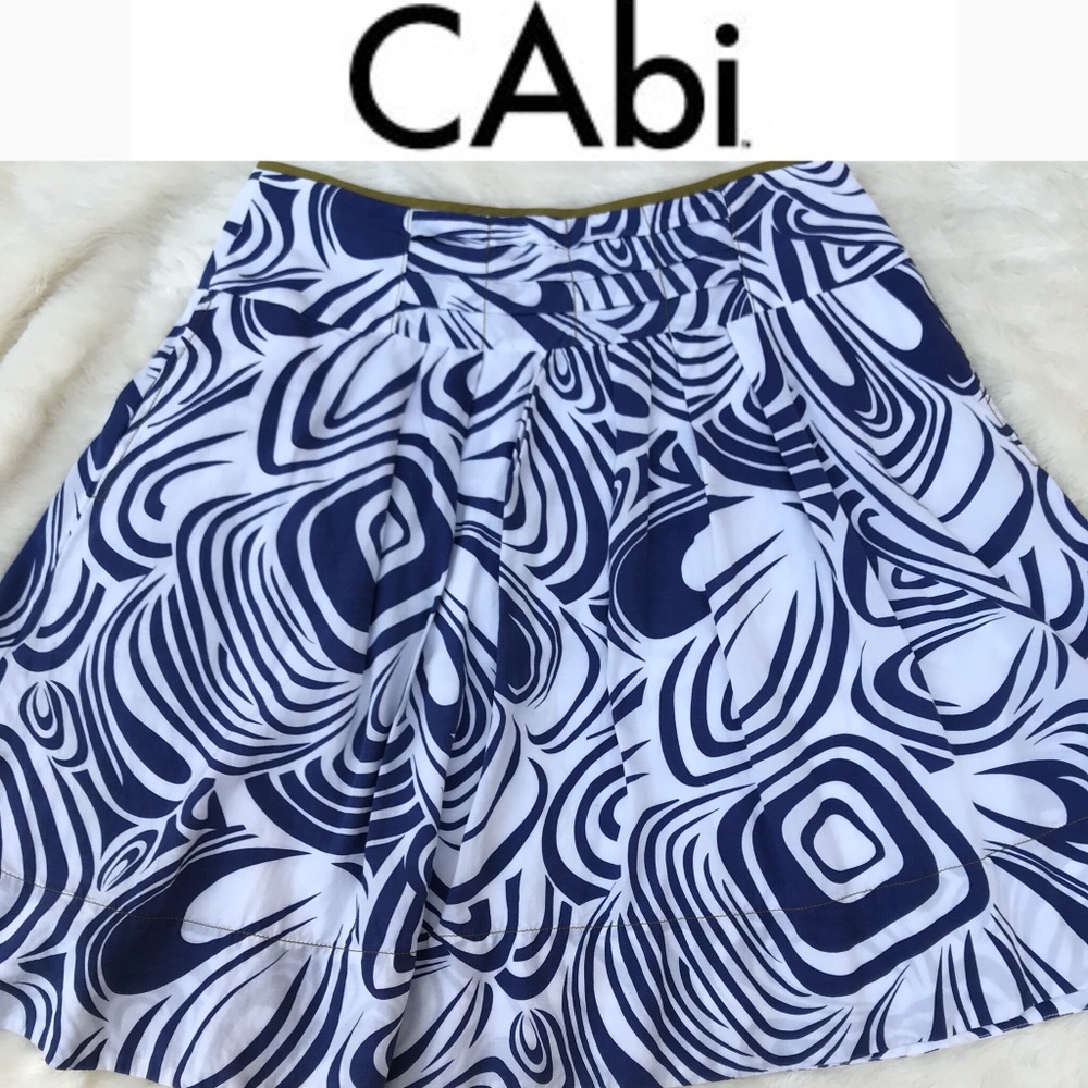 CAbi blue and white pleated skirt